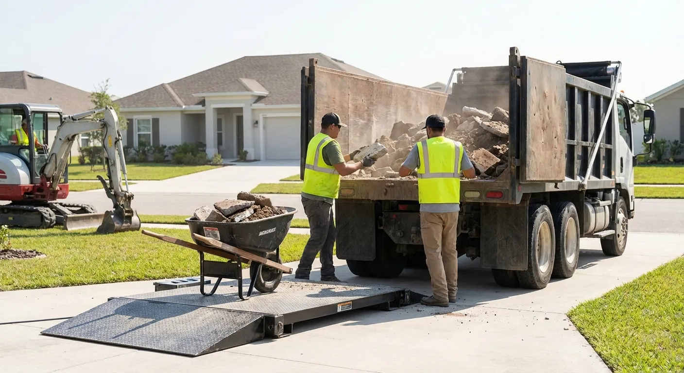 Heavy debris dumpster loaded with concrete in Lancaster, PA