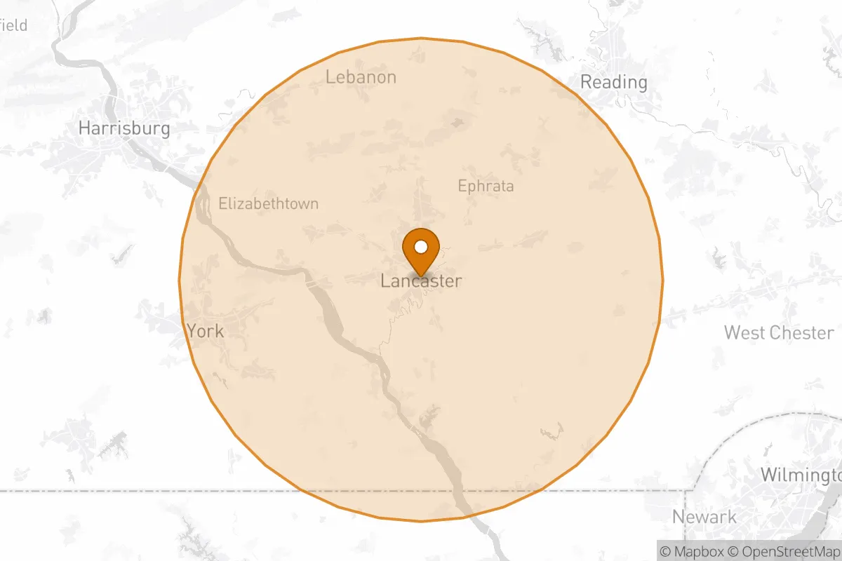 service area service area map in Lancaster, PA